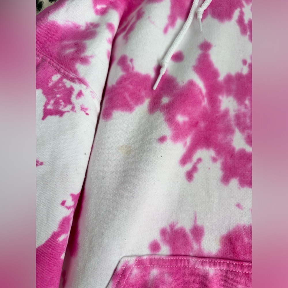 Pink & White Tie Dye Hoodie Size Medium - Picture 5 of 6